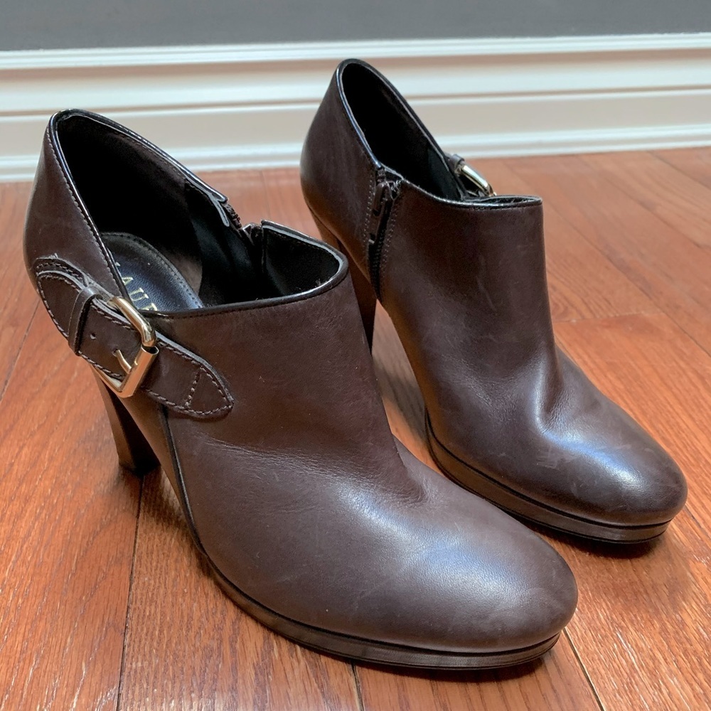 Ralph Lauren brown leather booties